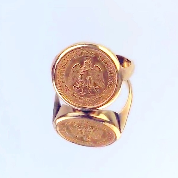22K 1945 DOS PESOS COIN RING MOUNTED ON SOLID 14K SETTING! THIS IS A FLASH SALE! - Picture 14 of 16